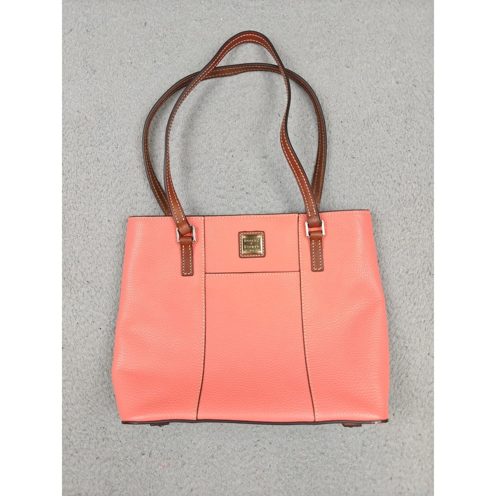Dooney & Bourke Tote Bag Womens Medium Coral Leather Pebbled Shoulder Zip Purse